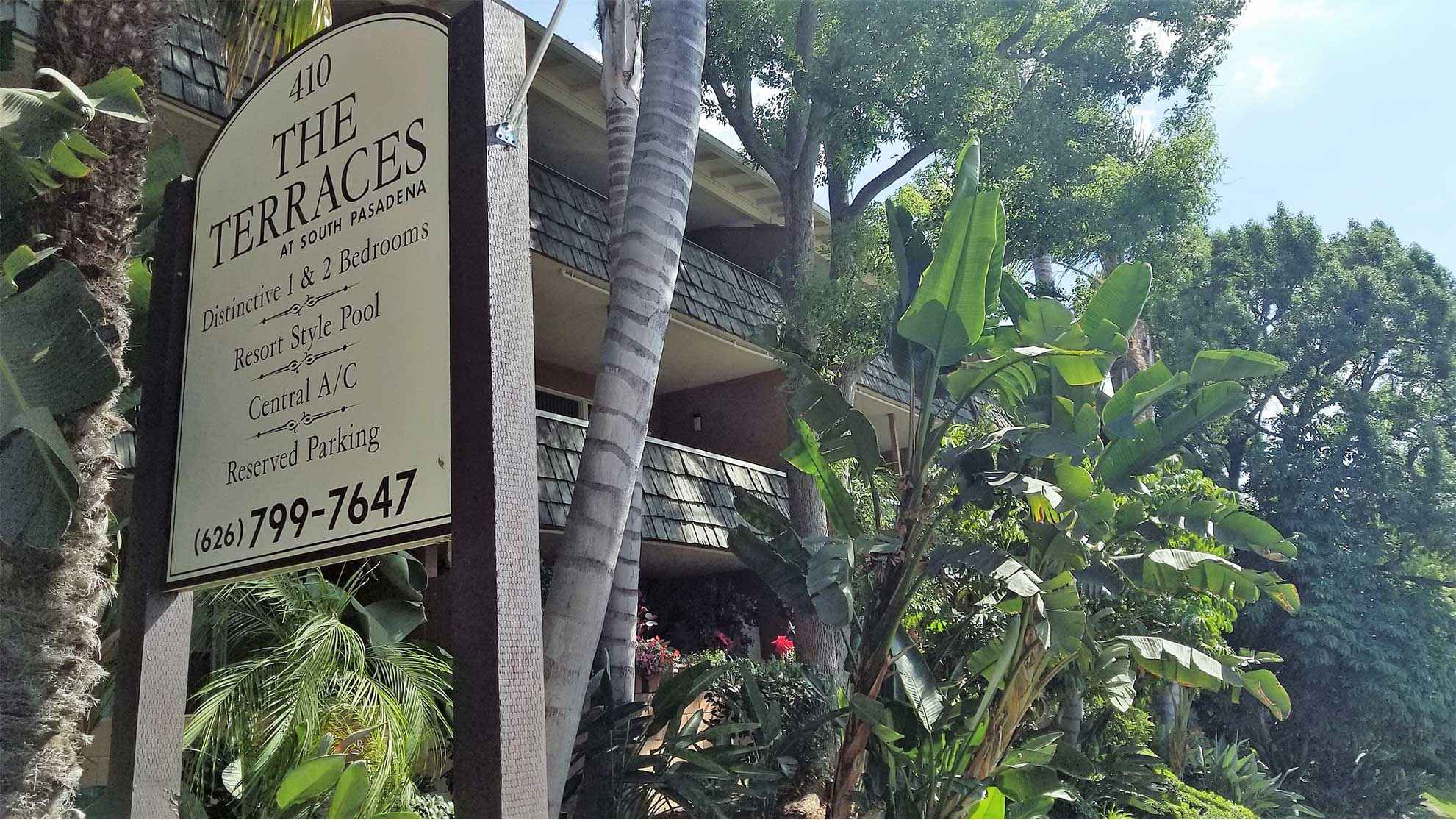 exterior entrance sign at Terraces