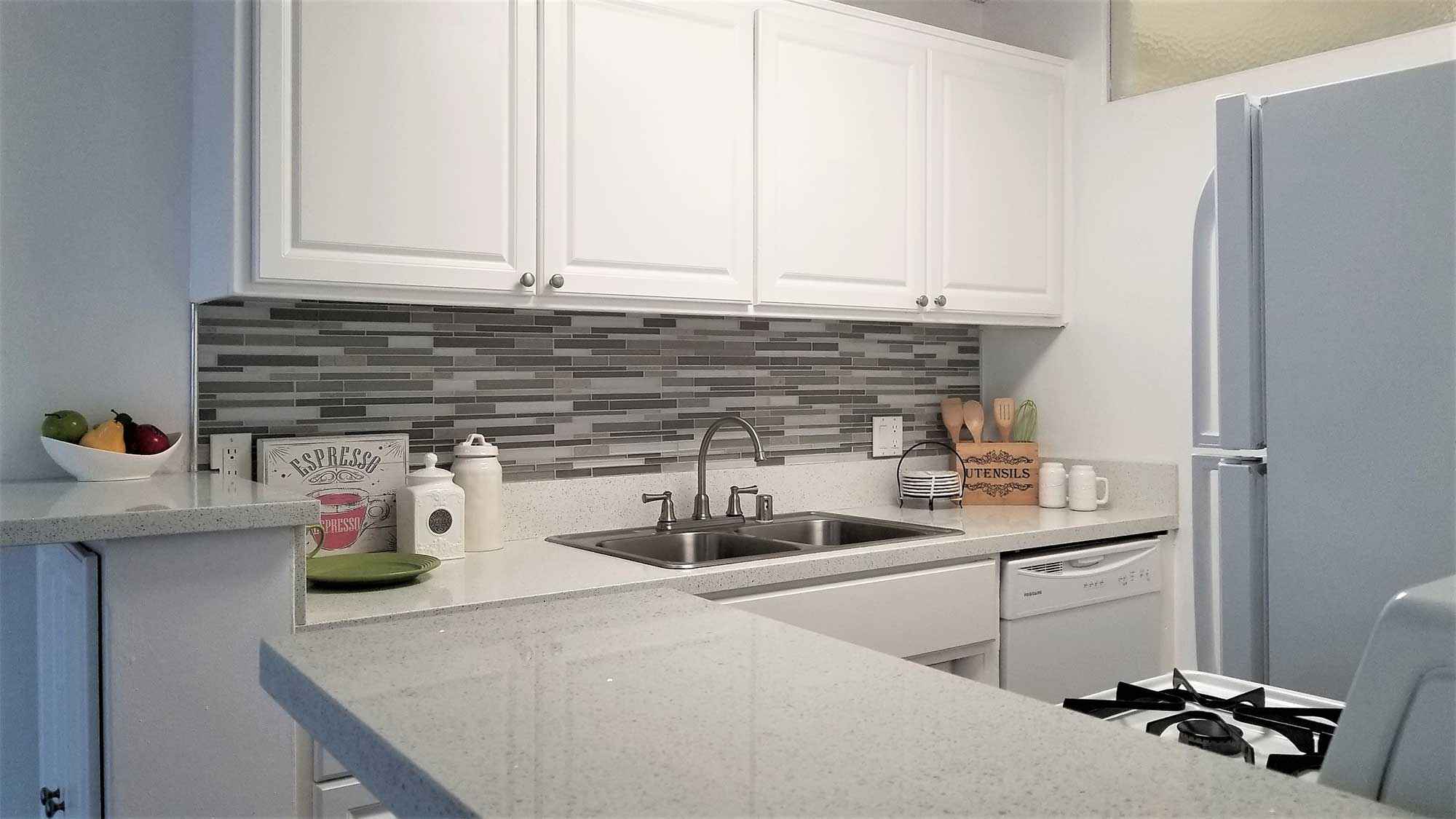 kitchen white appliances at Terraces