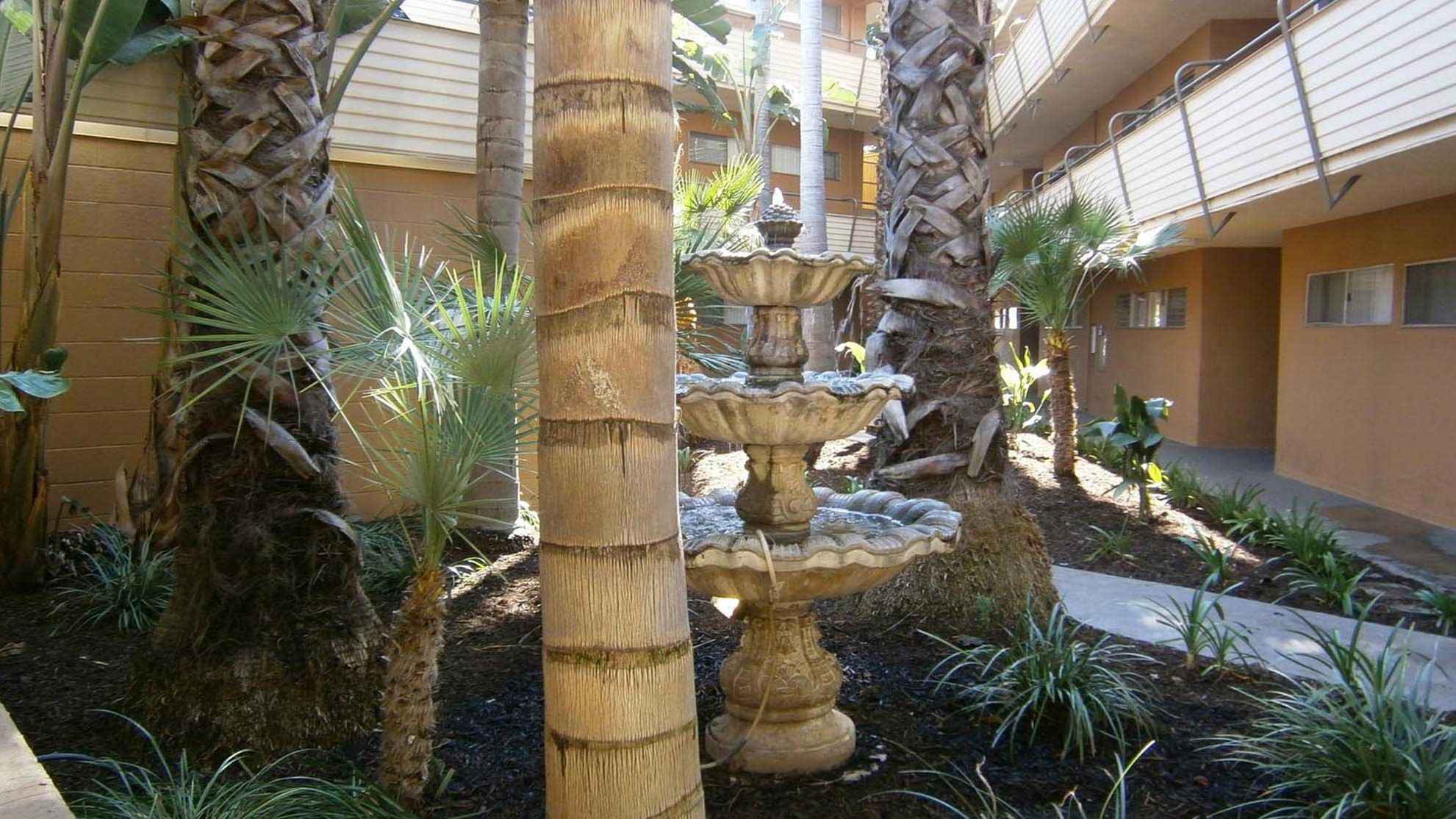 fountain with trees at Terraces