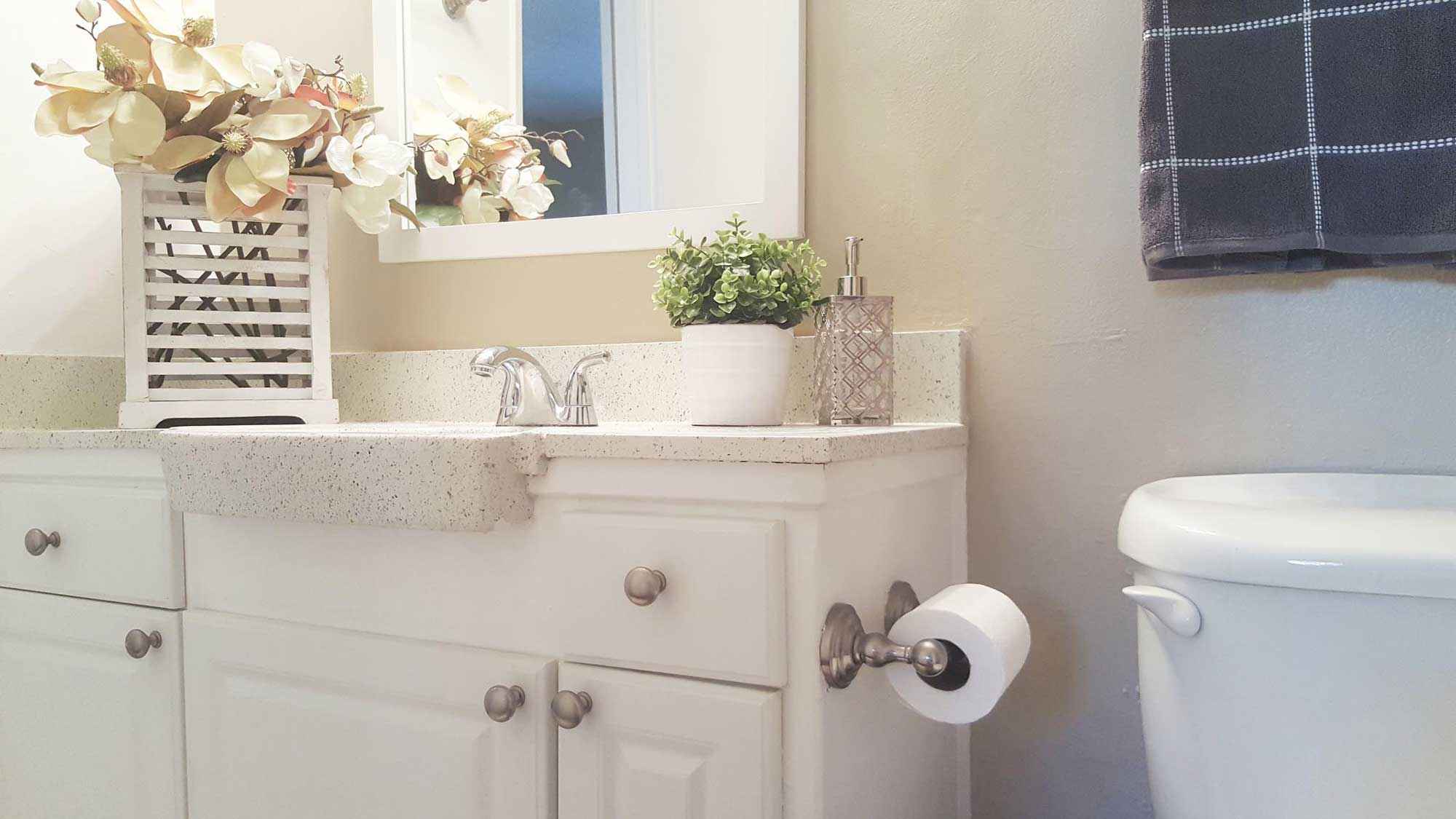 wide angel bathroom sink at Terraces