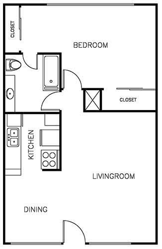 1 Bedroom Floorplan - 775 sqft
