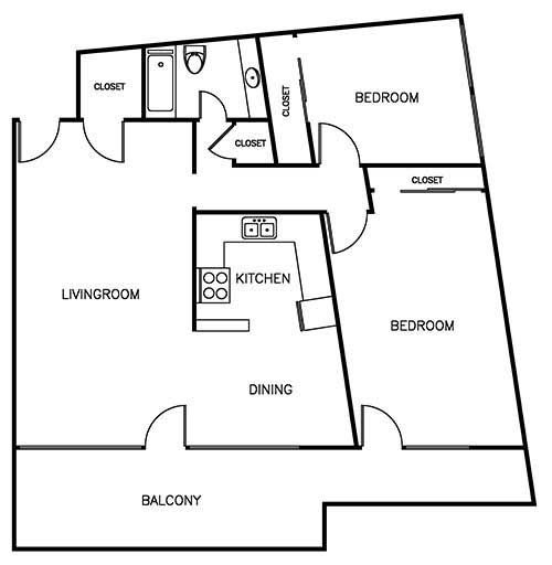 2 Bedroom Floorplan - Layout B